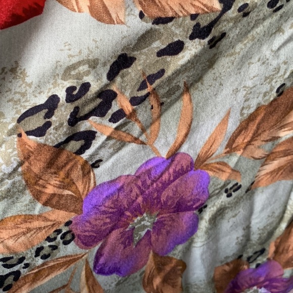90s Vintage Leopard Tropical Floral Button Up Sleeveless Top Size Medium/Large - Picture 9 of 15